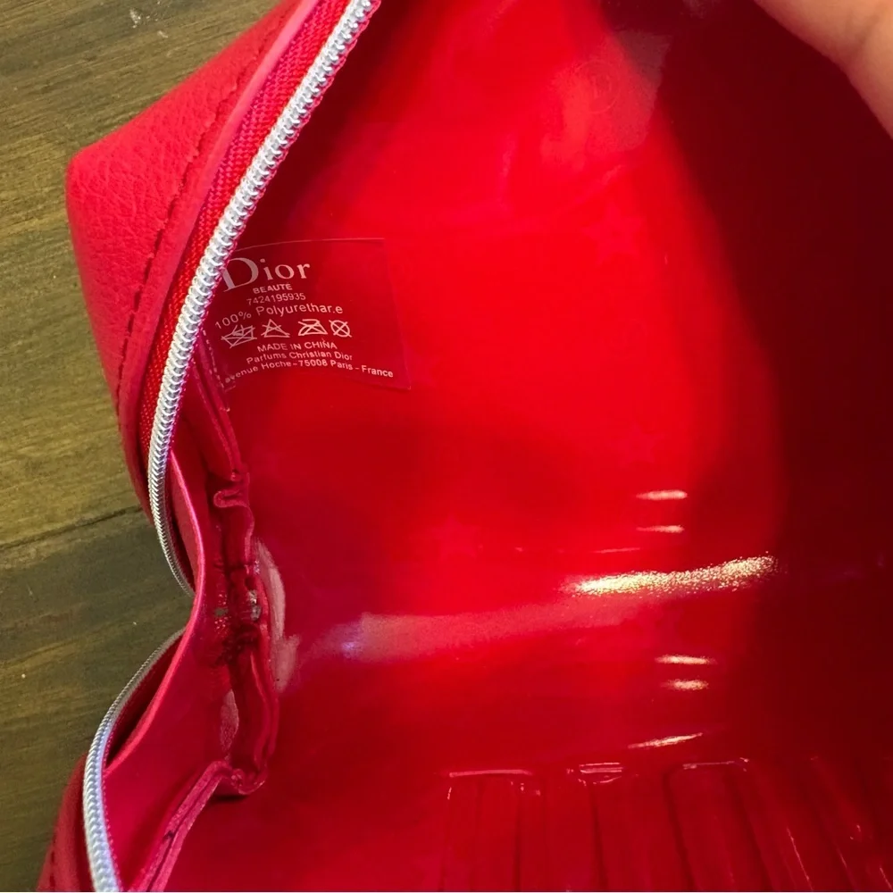 Dior Red Cosmetic Bag Hot Clutch Bag Make Up Case Travel Pouch Logo Small - Picture 6 of 6